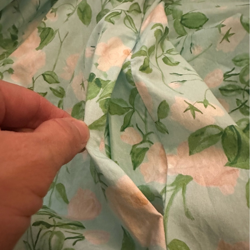 Hill House green Floral Dress size small unlined sleeveless cotton side pockets - Picture 7 of 9